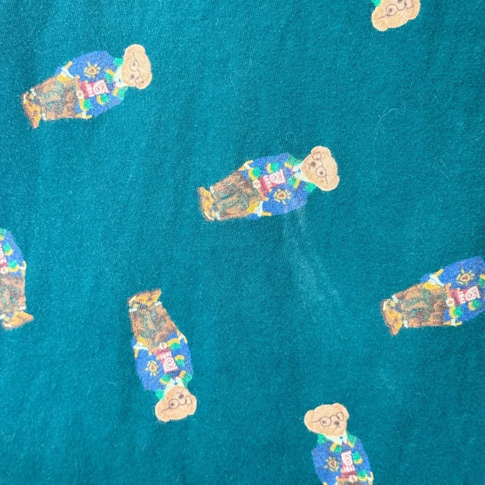 Polo Ralph Lauren Mens Green Polo Bear Print Pajama Sleep Pants Size Large